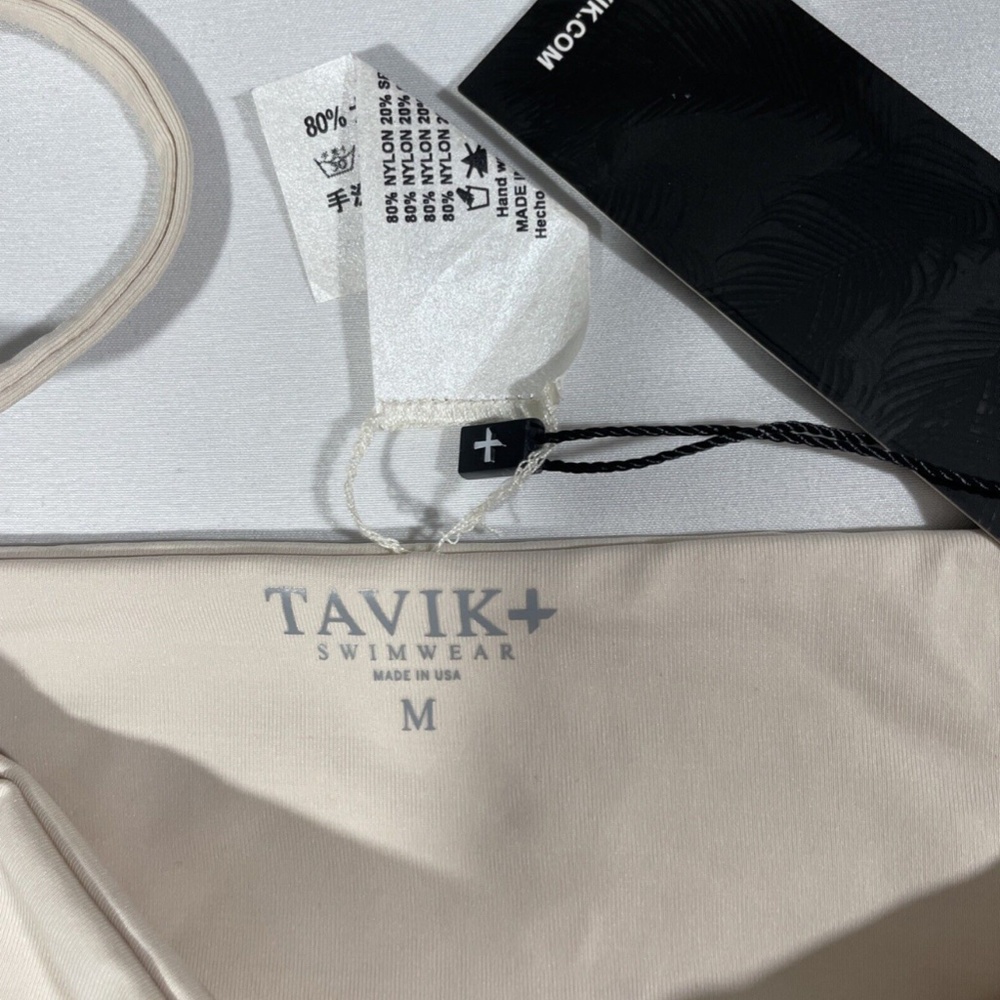 NEW Tavik [‎ Medium ] Jett Triangle Bikini Top + Jax Side Tie Bottom Tapioca - Picture 5 of 12